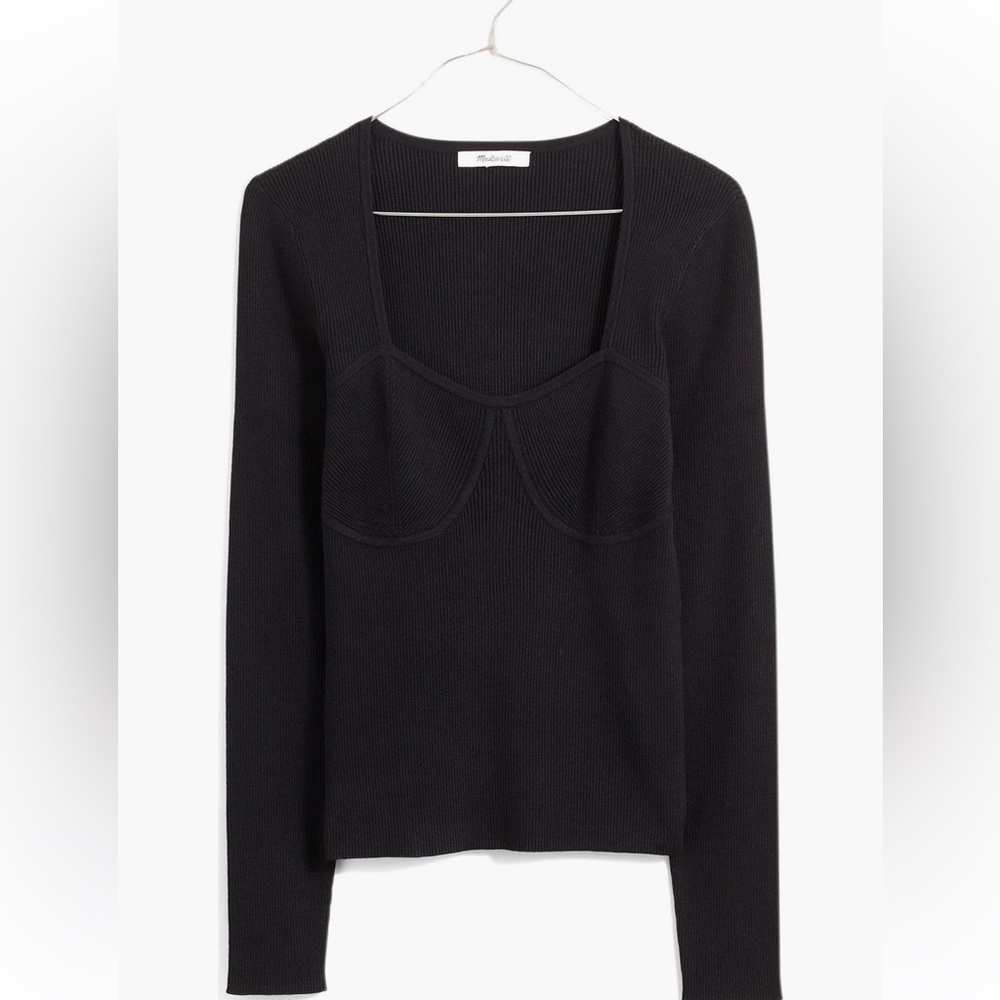 Madewell Ribbed Knit Top size XXS NWT - Black
